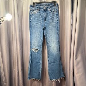 American Eagle Outfitters Women's Light Blue Flare Jeans